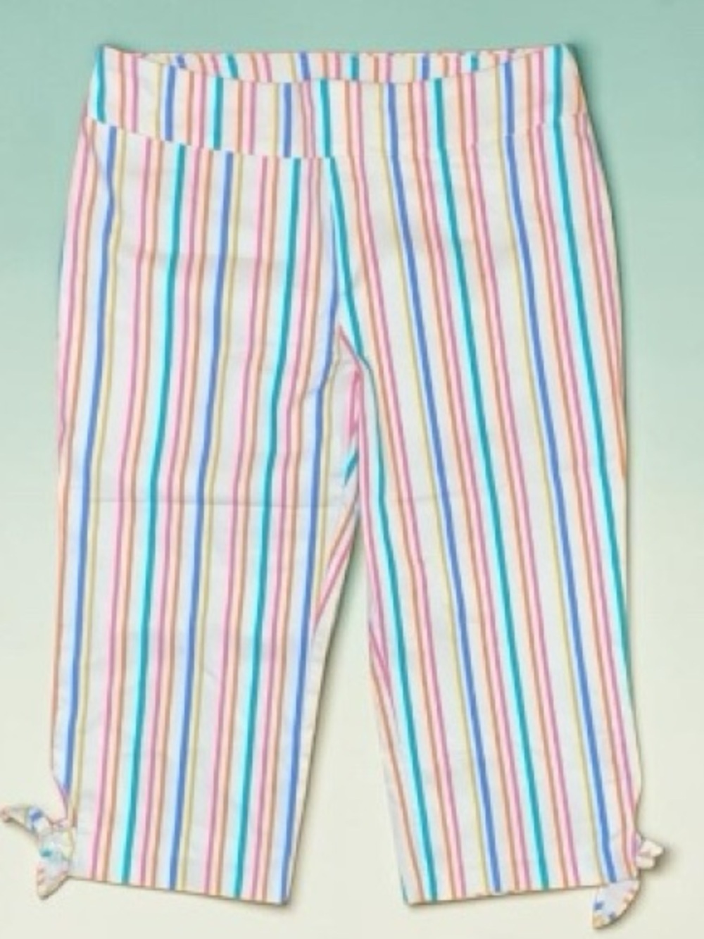 COUNTERPARTS Multi-colored Cropped Capri Pants Blue Pink Purple Stripes SZ 12P